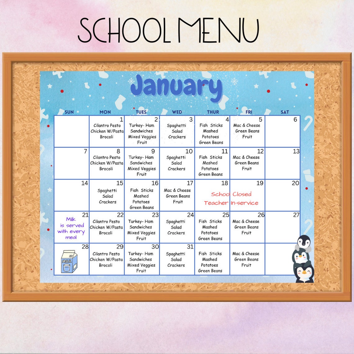 EDITABLE School Calendar, Printable Monthly, Classroom Calendar ...