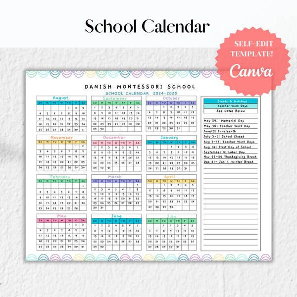 Blank School Calendar 2024 2025 Etsy UK