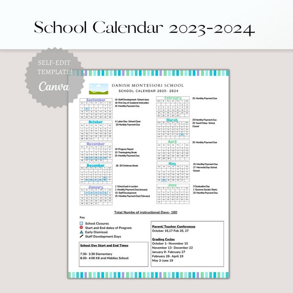 School Calendar Etsy