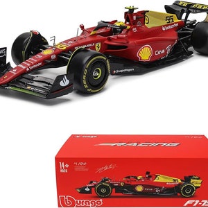 Carlos Sainz #55 Ferrari Model by Bburago Formula 1 F1-75 Limited Edition 1/24 Scale Large 75th Anniversary Monza GP w/ Helmet