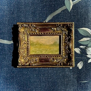 Original Oil Landscape Painting, Landscape Miniature Wall Art, Oil Painting, Vintage Gold Frame Painting