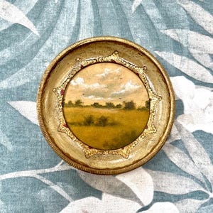 Original Landscape Oil Painting, Florentine Gold Wood Framed Landscape Painting, Original Oil Painting.