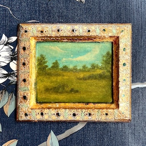 Original Oil Landscape Painting, Vintage Frame Painting, Mini Frame, Landscape Painting.