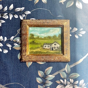 Original Oil Landscape Painting, Vintage Frame Painting, Mini Frame, Landscape Painting.