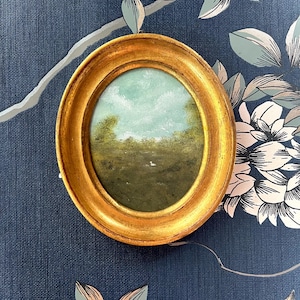 Landscape, Original Oil Painting, Vintage Gold Framed Painting, Oval Florentine, Original Painting.