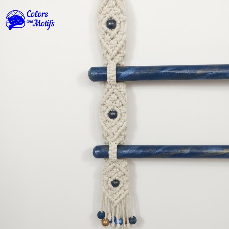 Macrame Rods Handmade Macrame Towel Holder - Wall Organizer | Hand-painted Wooden ...