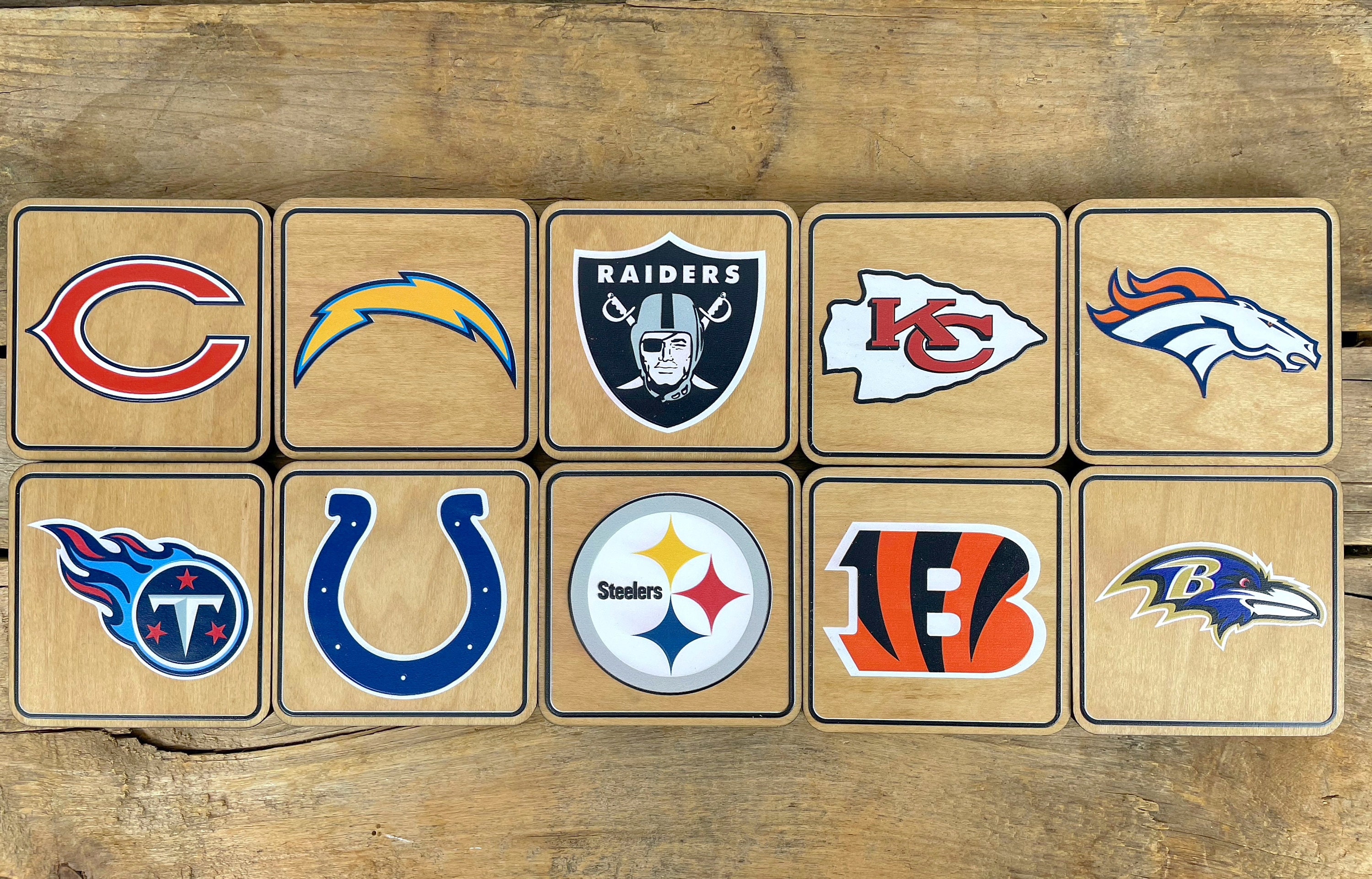 Football Team Wooden Coasters, Wooden Football Logo Coasters Etsy