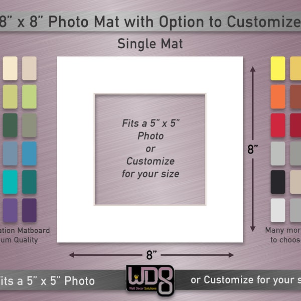 8"x8" Conservation Single Mat - Fits 5"x5" Photo/Art or Customize for your Size