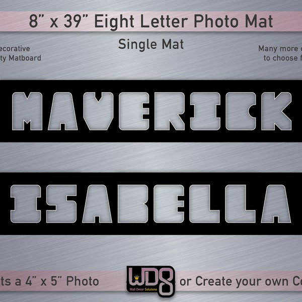 Personalized Eight Letter Photo Mat - Choose Your Letters and Mat Color