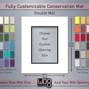 Fully Customizable Conservation DOUBLE Mat Your Choice of Mat Colors, Mat Size and Mat Opening Size image 1