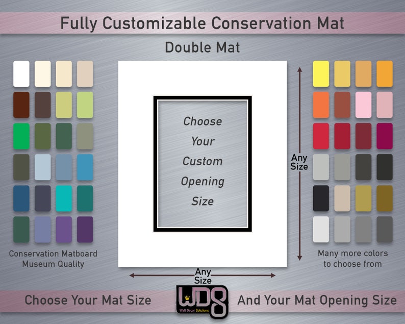 Fully Customizable Conservation DOUBLE Mat Your Choice of Mat Colors, Mat Size and Mat Opening Size image 1