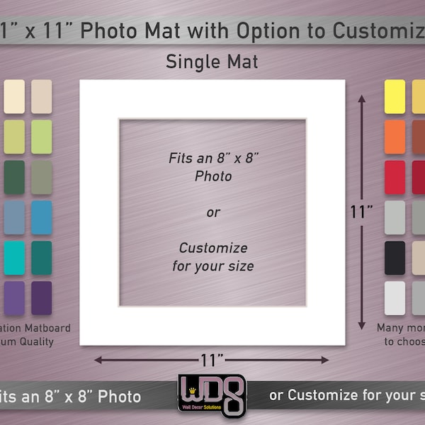 11"x11" Conservation Single Mat - Fits 8"x8" Photo/Art or Customize for your Size