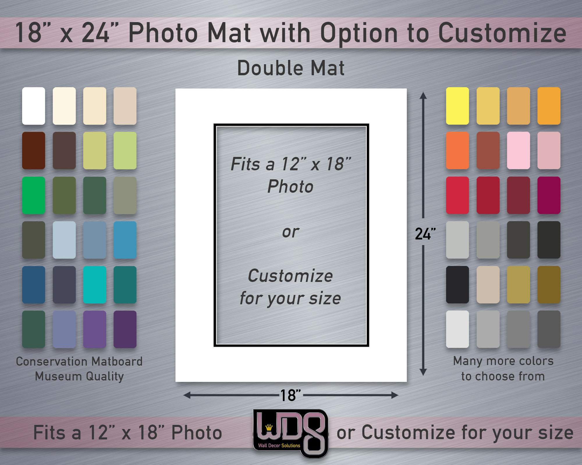 18x24 Conservation DOUBLE Mat Fits 12x18 Photo/art or Customize