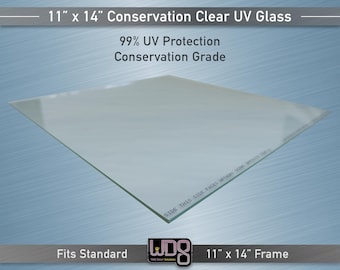 11"x14" Conservation Clear 99% UV Glass - UV-Filtering Framing Glass for Art, Photos & Collectibles - Max Protection from Fading and Damage