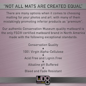 Fully Customizable Conservation Single Mat - Your Choice of Mat Color, Mat Size and Mat Opening Size image 5