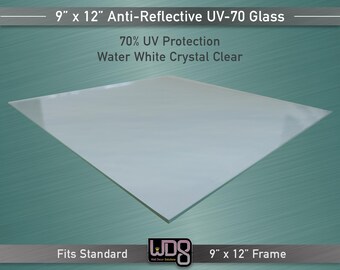 9" x 12" antireflecterend UV70 waterwit glas - kristalhelder UV-filtering inlijstglas voor kunst, fotografie en displays - past in lijst van 9 x 12"