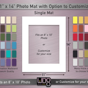 11"x14" Conservation Single Mat - Fits 8"x10" Photo/Art or Customize for your Size