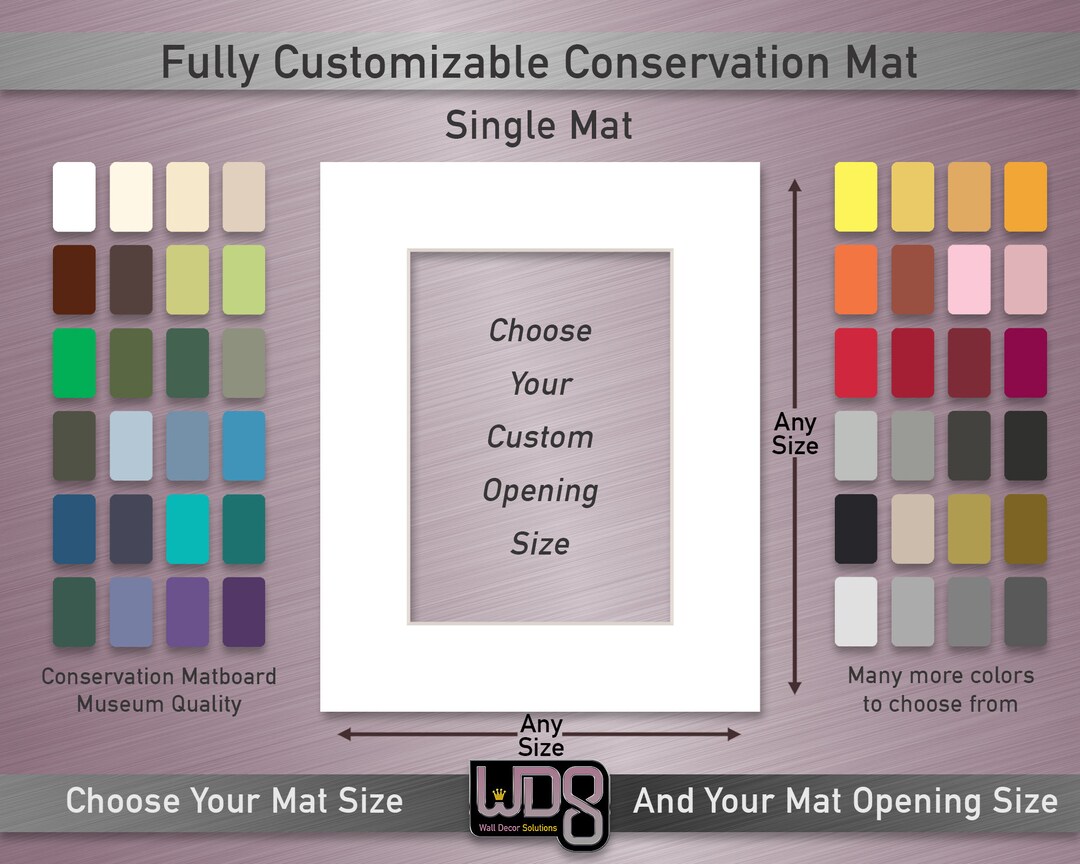 Fully Customizable Conservation Single Mat Your Choice of Mat Color
