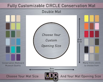 Fully Customizable CIRCLE Conservation DOUBLE Mat - Your Choice of Mat Colors, Mat Size and Mat Opening Size