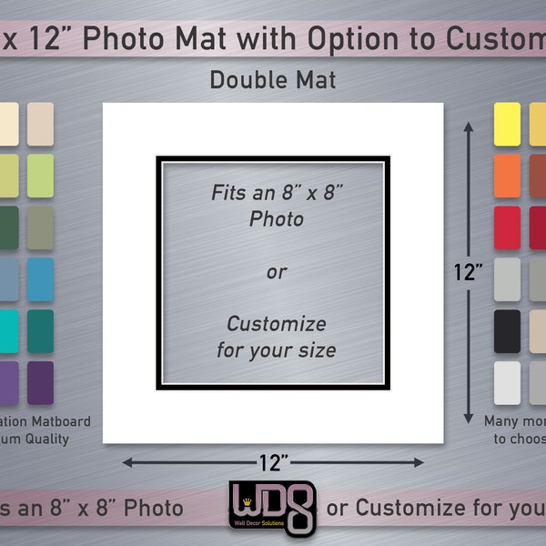 12"x12" Conservation DOUBLE Mat - Fits 8"x8" Photo/Art or Customize for your Size