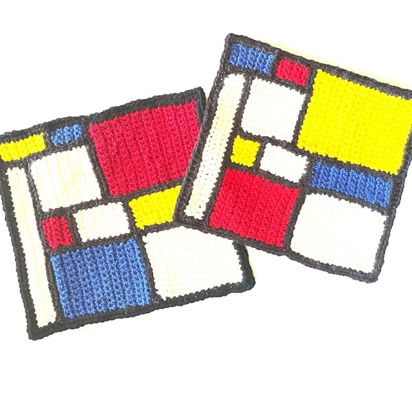 CROCHET PATTERN Mondrian-inspired Geometric Granny Square , PDF Download