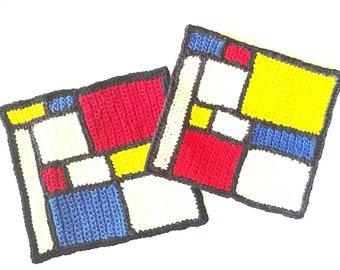 CROCHET PATTERN Mondrian-inspired Geometric Granny Square , PDF Download