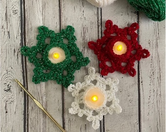Crochet Snowflake Tea Light Holder Pattern: Easy Christmas Candle Collar (PDF Pattern)