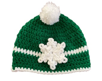 Easy Crochet Snowflake Beanie Hat Pattern: Unisex Winter Hat (PDF Download)