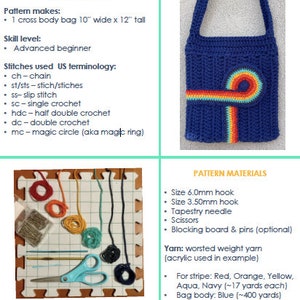 CROCHET PATTERN Infinity Rainbow Stripe Bag, 70s crochet tote, 70s inspired crossbody shoulder bag pattern, PDF Download image 10
