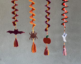 Halloween Crochet Wind Spinner Pattern: Ghost, Bat, Pumpkin, Spider (PDF)
