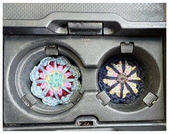 TSwift-inspired Crochet Pattern Car Cup Holder Coasters, ERA-inspired flower car coasters, quick and easy, PDF Download