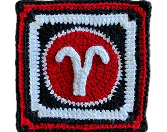 Patrón de crochet cuadrado de la abuela del zodiaco Aries (Descargar PDF)