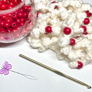EASY crochet popcorn cranberry girlande Muster wiederverwendbare Weihnachtsdeko häkeln Popcorn Schnur Baumgirlande Dekoration PDF