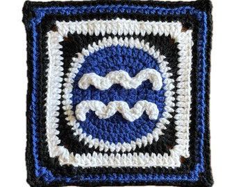 Aquarius Zodiac Crochet Granny Square Pattern: Astrology Star Sign (PDF)