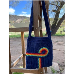CROCHET PATTERN Infinity Rainbow Stripe Bag, 70s crochet tote, 70s inspired crossbody shoulder bag pattern, PDF Download image 4