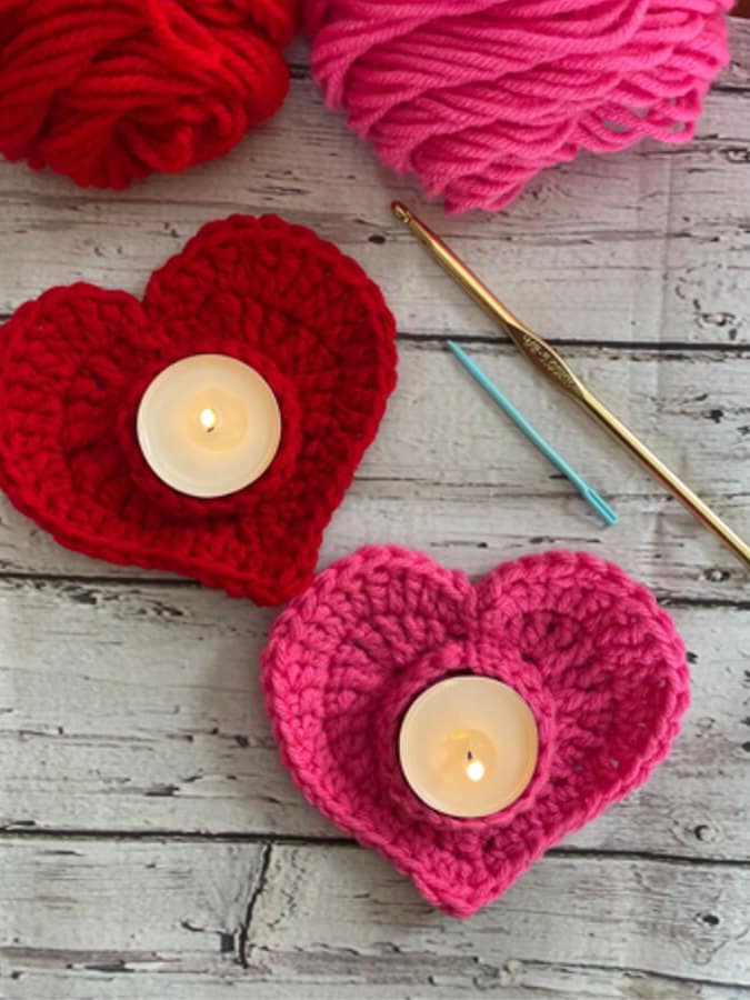 Crochet Pattern Tealight Heart Candle Holder Tea Light Candle Collar
