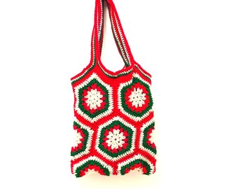 Crochet Christmas Hexagon Tote Bag Pattern (PDF Download)