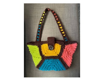 Crochet Hexagon Color Block Bag Pattern: Shoulder Tote (PDF Download)