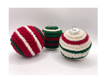 Crochet Pattern - Classic Christmas Ornament, Christmas Bauble Pattern, Round Ornament, easy crochet, pdf download