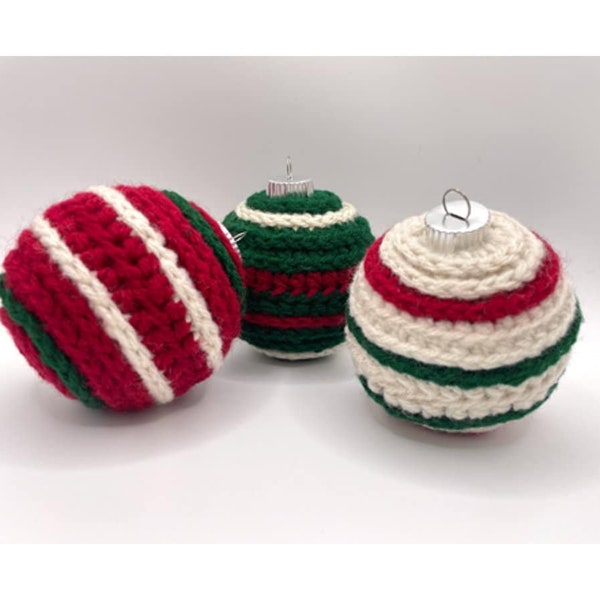 Crochet Pattern - Classic Christmas Ornament, Christmas Bauble Pattern, Round Ornament, easy crochet, pdf download