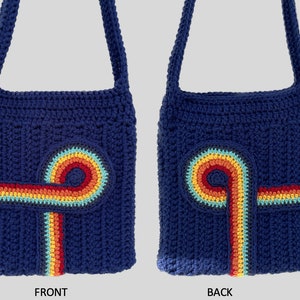 CROCHET PATTERN Infinity Rainbow Stripe Bag, 70s crochet tote, 70s inspired crossbody shoulder bag pattern, PDF Download image 3