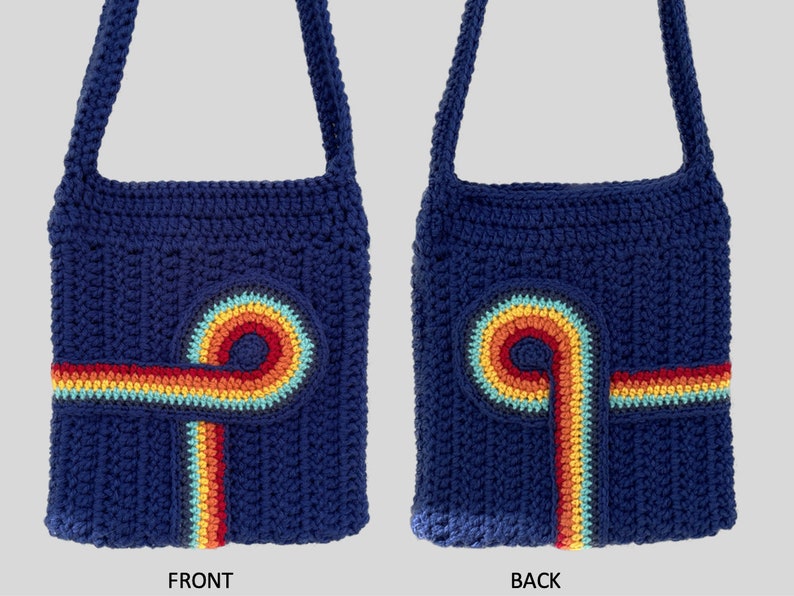 CROCHET PATTERN Infinity Rainbow Stripe Bag, 70s crochet tote, 70s inspired crossbody shoulder bag pattern, PDF Download image 3