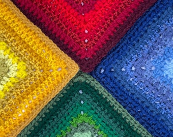 Easy Granny Square crochet pattern for beginners, step-by-step tutorial with photos, tutorial in English, granny square for blanket