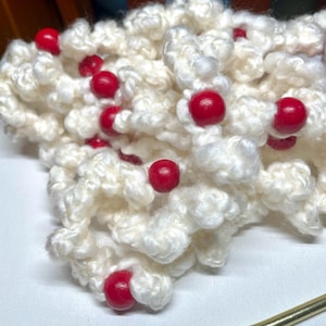Crochet Popcorn Cranberry Christmas Garland Handmade Reusable Christmas Decor