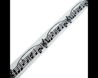 Music Notes 2,5 cm Grosgrain Ribbon Meterware
