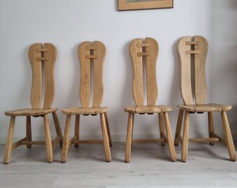 4 × vintage brutalist depuydt stoelen