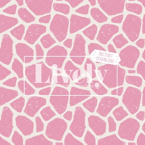 Pink Giraffe Hand-drawn Seamless Pattern 300 DPI PNG+SVG Download for Paper Acrylic Jewelry Vinyl Fabric Clothing Apparel Surface Design
