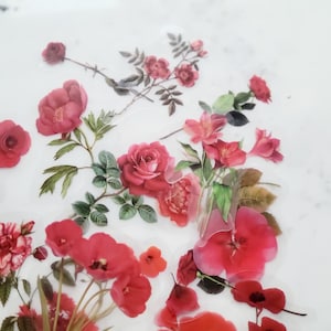 20 Clear Red Flower Stickers