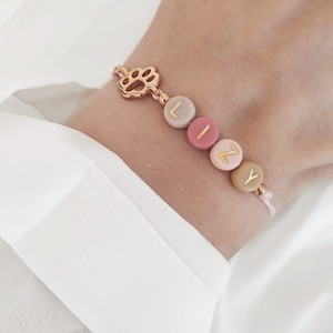 Pulsera inicial pata perro gato animal letra colorida joyería individual nombre pulsera inicial
