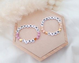 Bambini perla braccialetto perline braccialetto scuola iscrizione scolaro o nome personalizzato ritorno a scuola colorato